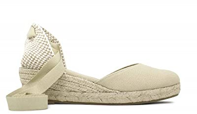ALPARGATUS Alpargata Valenciana Lona con Cuña de 3 Cuerdas y Cierre de Cinta Hecho a Mano en España - Modelo ULEA (Beige, Numeric_42)