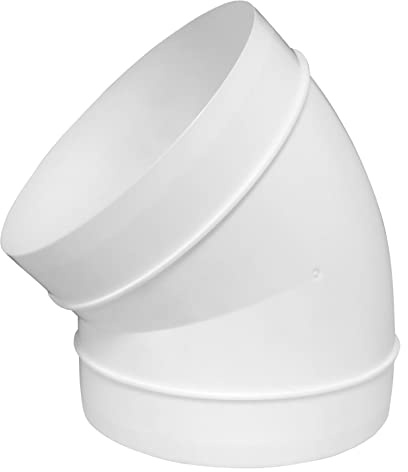 Steinberg14 Rohrbogen 45 Grad 150mm - Weiß PVC Rohrverbinder - Kunststoff Lüftungsrohr Bogen für Runde Lüftungssysteme - Kanalverbinder Bogenverbinder Verbinder