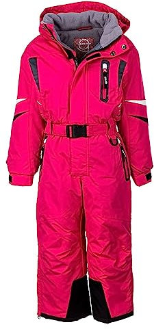Schneeanzug Kinder, wasserdichter Skianzug Jungen/Mädchen, einteiliger Winter-Overall | 110 116 122 128 134 140 (Pink, 116-122)