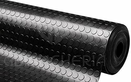 GBiancheria Pavimento Tappeto Bollato in PVC col. Nero Antiscivolo Flessibile e Resistente (1x0,80cm)