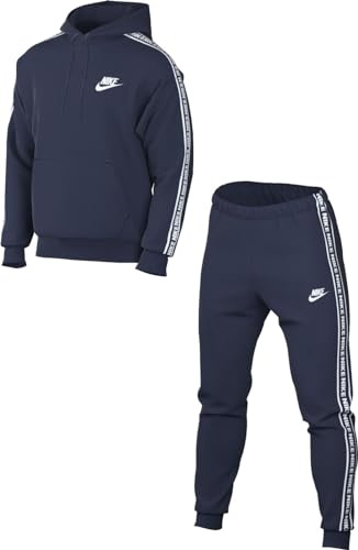 NIKE Herren Club Fleece Tracksuit, MIDNIGHT NAVY/WHITE, L EU