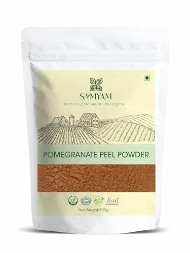 SAMYAM Polvere di buccia di melograno - Confezione da 500 g | Esfoliante schiarente per la pelle, ricco di antiossidanti