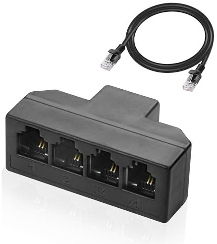 MEIRIYFA RJ45 zu RJ11 Konverter Adapter, Ethernet 8P8C zu 4P4C Adapter Splitter mit RJ45 Kabel für Netzwerk zu Telefon