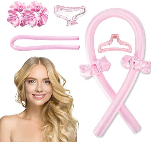 AUEFUDQ Auefudq Bigodino Fascia Capelli, Heatless Hair Curler, Fascia Bigodino Lungo Per Capelli Lunghi E Medi, Fascia Arricciacapelli Con Clip