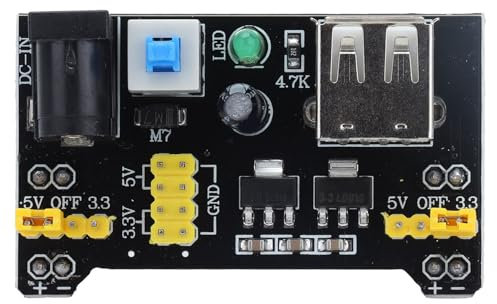5Pcs Breadboard Power Supply Module, 2 Way DC Voltage Regulator Modules USB Power Module Solderless Breadboard for Electronics Component 3.3V/5V