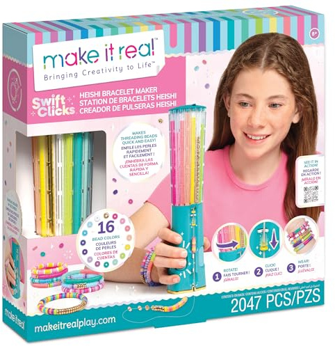 Make It Real: Swift Clicks - Heishi Bracelet Maker - 2047pc, DIY Jewelry Craft Kit, Design & Make 23 Bead Bracelets, Rotate-Click-Wear, Girls Kids 8+