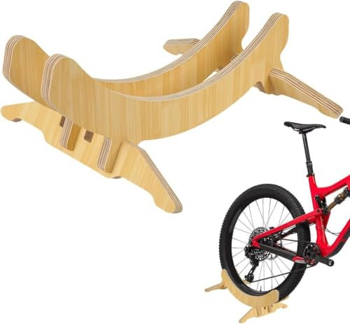 SAYEYBU Cavalletto da Pavimento per Bici Portabiciclette Portabiciclette in Legno da Pavimento Singolo Adatto per Biciclette Piccole, Leggere E Durevoli
