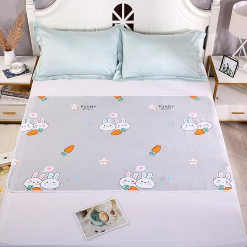 Hearda Empapadores Cama Adultos Lavables Absorbentes Impermeable, Empapadores Inferiores Reutilizables Reversible Protector de Cama para Incontinencia, Mayores y Niños (Conejo,150x200cm)