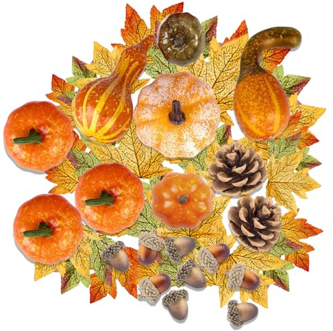 DIFLAX 50 Pièces Deco Automne, Décoration Automnale, Citrouille de Décoration, Automne, Citrouille, Halloween, Pommes de Pin for Halloween Automne Maison Décoration