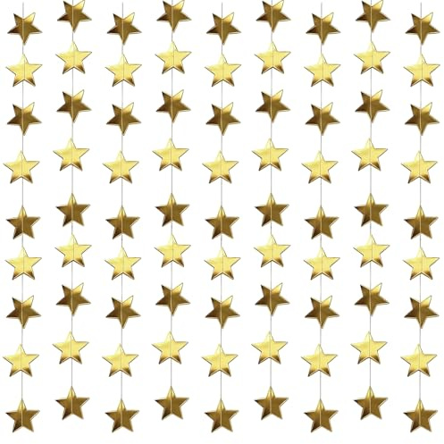 65 Piedi Glitter Dorato Stelle Ghirlanda, striscione di ghirlanda di carta stella riflettente, Stella Carta Decor, per la Casa per Matrimoni, Compleanni, Feste, Battesimo Bimbo