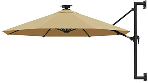 Generico Ombrellone da Giardino a Parete con LED 300 cm Tortora,Ombrelloni e Parasole