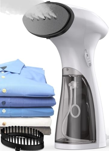 Blesgam Ferro da Stiro Verticale 1600W, 25g/min Vapore Portatile 3 in 1 Stiratore Verticale con 150ml Caldaia Rimovibile, 30s Riscaldamento Rapido, Ferro da Stiro a Vapore per i Viaggi, Casa, Bianco