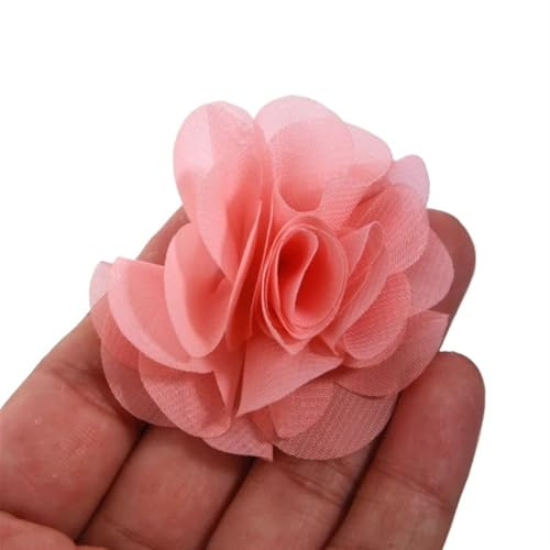 Chiffongblomma 10 st 6 cm tyll handgjord kärna konstgjord chiffong blommor för klänningar bröllop, hattar, pannband, broscher, gör-det-själv för hem(persika)