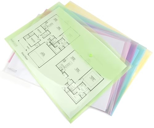 Rapesco 0697 ECO Carpeta Sobre Portafolios con Broche, A3, 5 Unidades | Material Reciclado, Colores Pastel Transparentes Surtidos