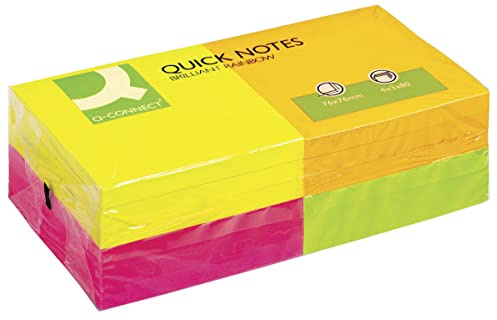 Q-Connect Quick Notes 76 x 76mm Neon (Pack of 12)