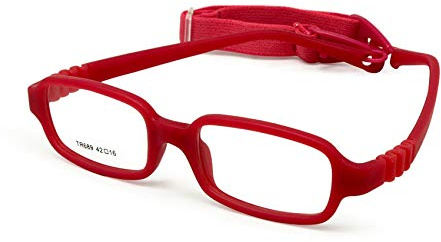 EnzoDate Baby Girl's Boy's Glasses with Cord Size 42/16, No Screw One-piece Flexible Toddler, Bendable Children Eyeglasses, Infant Glasses Frame (rose)