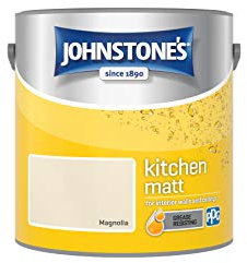 Johnstone's - Kitchen Paint - Magnolia - Matt Finish - Grease & Stain Resistant - Suitable for Kitchen Walls & Ceilings - Highly Durable - Low Odour - 12m2 Coverage per Litre - 2.5L