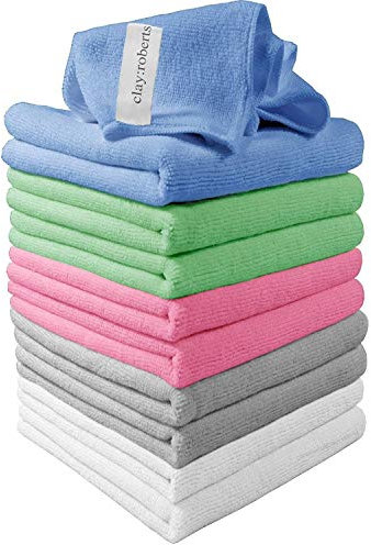 Clay Roberts Paños de limpieza de microfibra lavables a máquina Pack de 10 Multicolor