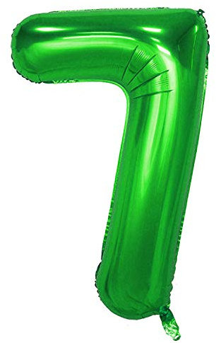 Oblique Unique® Ballon gonflable avec numéro 0-9 - Pour anniversaire d'enfant - Nouvel An - Vert - Numéro 7