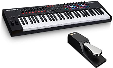 M-Audio MIDI Keyboard Bundle - 61 Key USB MIDI Controller Oxygen Pro 61 with 16 RGB Drum Pads, Sustain Pedal SP-2 and Music Production Software