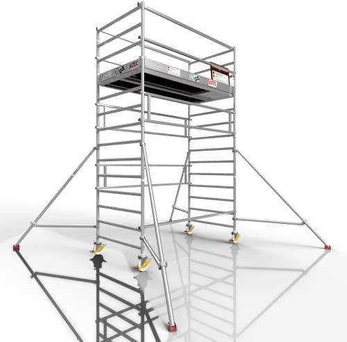 ALTEC Profigerüst AluLight XXL, Arbeitshöhe 5 m, Breite 1,35 m, Länge 2,5 m, inkl. Rollen und Auslegern, TÜV-geprüft, Made in Germany
