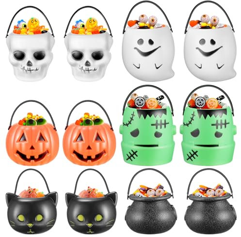 12Stück Halloween Schwarz Kessel Mit Griffen Kleine SüßEs Oder Saures SüßIgkeiten Halter Halloween Candy Bucket Trick Oder Behandeln Töpfe Mini Kessel Töpfe Kürbis Candy Eimer Party Favors