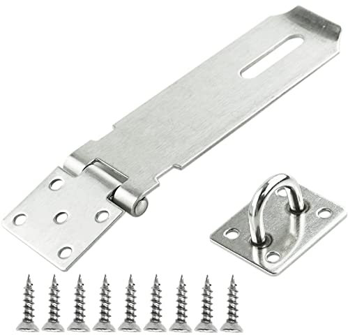 Candado de puerta de acero inoxidable de 5 pulgadas y cerradura de cobertizo de grapas para puerta de cobertizo de alta resistencia, cerrojo de seguridad y grapa para puerta, ventana, armario, jaula