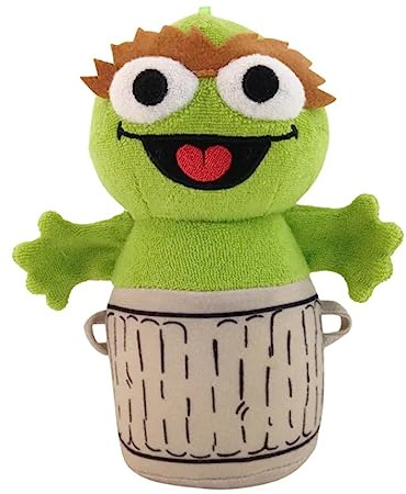 SoapSox Kids Exfoliating Bath Scrub (Oscar The Grouch Sesame Street) - Soft Animal Toy Wash Cloth Sponge with Soap Pocket Insert - Fun Loofah Characters for Babies, Kids and Children
