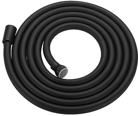 BESy Shower Hose 120 Inches Extra Long PVC Hose for Handheld Shower Head Flexible Hand Held Shower Hoses Replacement RV Shower Hoses for Bathing Toilet Cleaning Pet Bathing Matte Black