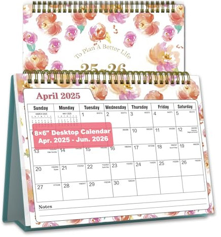 Small Desk Calendar 2026-2027 - Standing 2026 Desk Calendar, APR.2026 to JUN.2027, 8 x 6, Monthly Flip Desktop Calendar with Stickers, Your Personal Desk Planner for Home Office