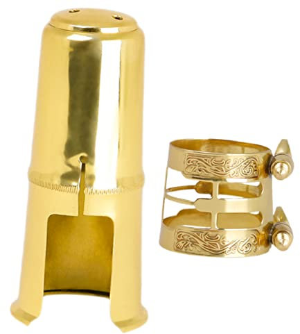 SHOWERORO Metall Ligatur Klemme Für Saxophon Mit Einzigartigem Muster Langlebiger Schutzkappenverschluss Einfach Zu Reinigen Und Verstellbar Geeignet Für Altsaxophon Und Klarinette Sax Zubeh