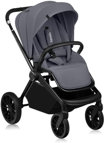 Lionelo MIKA PLUS Kinderwagen 6-48 Monate bis 22 kg, Verstellbare Rückenlehne und Fußstütze, Federung, 360° drehbare PU-Räder, Wasserdichtes XXL-Verdeck, UPF50+