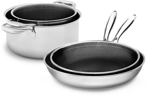ONYX Pfannen- & Kochtopfset – 4-teilig | Bratpfannen 24/28 cm & Kochtöpfe 20/24 cm | Beschichtetes Kochgeschirr Induktion | Kratzfest & PFAS-frei | Ofenfest bis 260°C