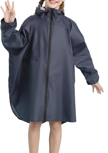 Generisch Kinder regenponcho regenponcho 140 schwarz Jungen Fahrrad, Regenjacke Kinder Wasserdicht Jungen Mädchen - Regenjacken Regencape Unisex Regenmäntel Regenschutz Dark Blue M
