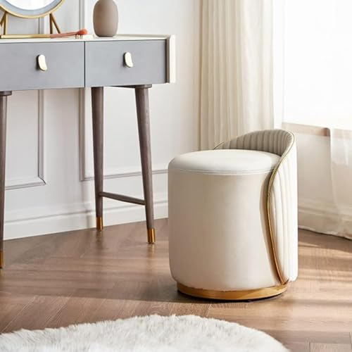 Modern Makeup Stool - Round Dressing Table Seat Stylish Bedroom Furniture Functional Accent Chair for Beauty Makeup & Vanity Use