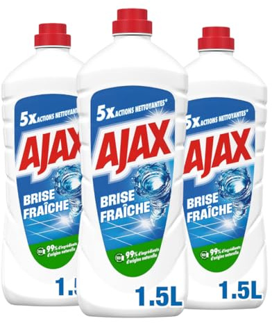 AJAX - Nettoyant Multi-Usage Ajax Brise Fraîche - 5x actions nettoyantes - élimine la saleté - dégraisse - redonne de l'éclat - désodorise - efficace à l'eau froide - Lot de 3x1,5L