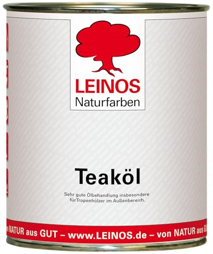 LEINOS Teaköl 223 – 0,75 Liter Holzschutzöl für außen, farblos, für Teak, Bangkirai & Tropenhölzer, imprägniert & frischt auf, pflanzliche Öle, offenporig, wasserabweisend, einfache Anwendung
