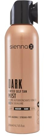 Sienna X SLEEP Q10 Self Tan Mist 200ml. Vegan Friendly, Quick Drying and Streak Free Formula With Natural Results. Enriched With Q10, Vitamin E and Aloe Vera. Creates A Flawless Finish Over 8 Hours.