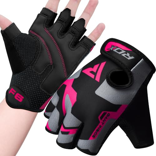 RDX Guantes Gimnasio Levantamiento de Pesas, Antideslizante Acolchado Agarre Protección, Respirable Fitness Gym Gloves para Powerlifting Musculación Culturismo Workout Entrenamiento, Hombre Mujere