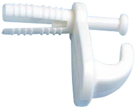 Bulk Hardware Bh05322 Knock-in Crochet pour mur creux et creux de porte en plastique, Lot de 10 pièces