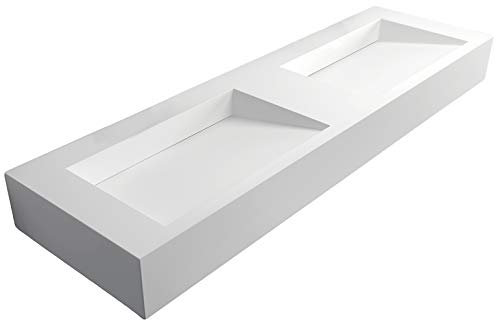 Vasque à poser ou a suspendre TWG16, en solid surface (pure acrylique) - 153x45x15cm