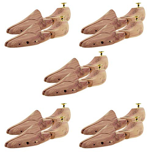 Sneakerprofi Schuhspanner aus Zedernholz Echtholz für Damen und Herren mit Doppelfeder Optimale Passform und Ventilation 5 Paar, Schuhspanner:42/43