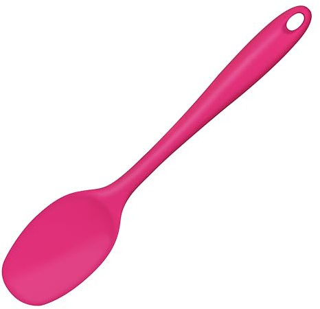 Premier Housewares Cucchiaio in silicone per cucinare, utensili da cucina antiaderenti, 5x3x28cm, rosa - Zing