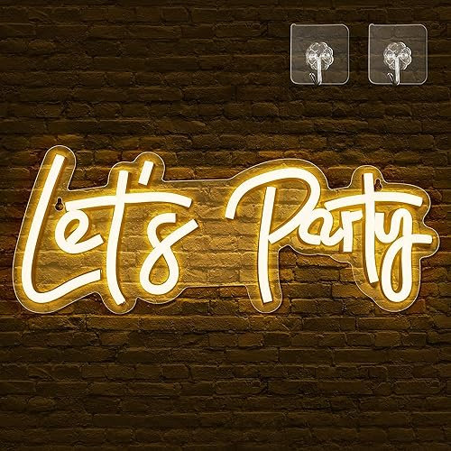 Lets Party Neon Enseigne Lumineuse LED Sign pour Décoration de Fêtes Anniversaire Mariage