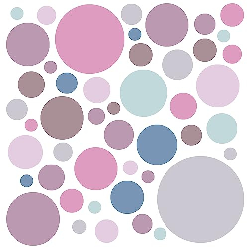 WandSticker4U®- [6 fogli, 93 pezzi] Adesivi POIS rosa/blu pastello cameretta, Pois adesivi per mobili pareti decorativi I Adesivi murali pois punti decorazioni camera da letto bambini GRANDE