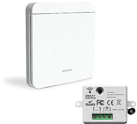 Bkiyougo interrupteur sans fil, prise telecommande sans fil, interrupteur de sécurité de l'émetteur RF et contrôleur de récepteur 10A 240V, installation facile pour lampe jusqu'à 1500W