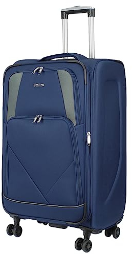 ARIANA® Medium Suitcase Expandable Lightweight Soft Shell Hold Luggage, 4 Wheel Spinner, Combination Lock, Telescopic Handle, Checked Travel Suitcase Medium (Navy)