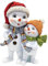 Dekohelden24 Schneekinderpaar mit Mütze und Schal in rot-orange, L/B/H 11 x 7 x 15 cm