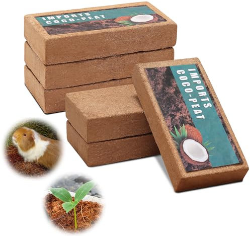 Kokos-Erde-Blumenerde aus Kokosfaser,Hochbeet Erde, Kokos Ziegel gepresst - 100% natürlich & torffrei, geeignet als Palmenerde, Erde für Zimmerpflanzen,Topferde,6 Pezzi