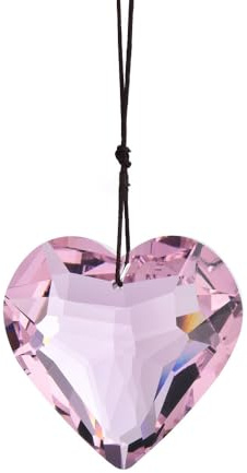 Acchiappasole da appendere a forma di cuore con cristalli riflettenti, con catena, ornamento per finestra, casa, giardino, feste, matrimoni, decorazione (rosa)
